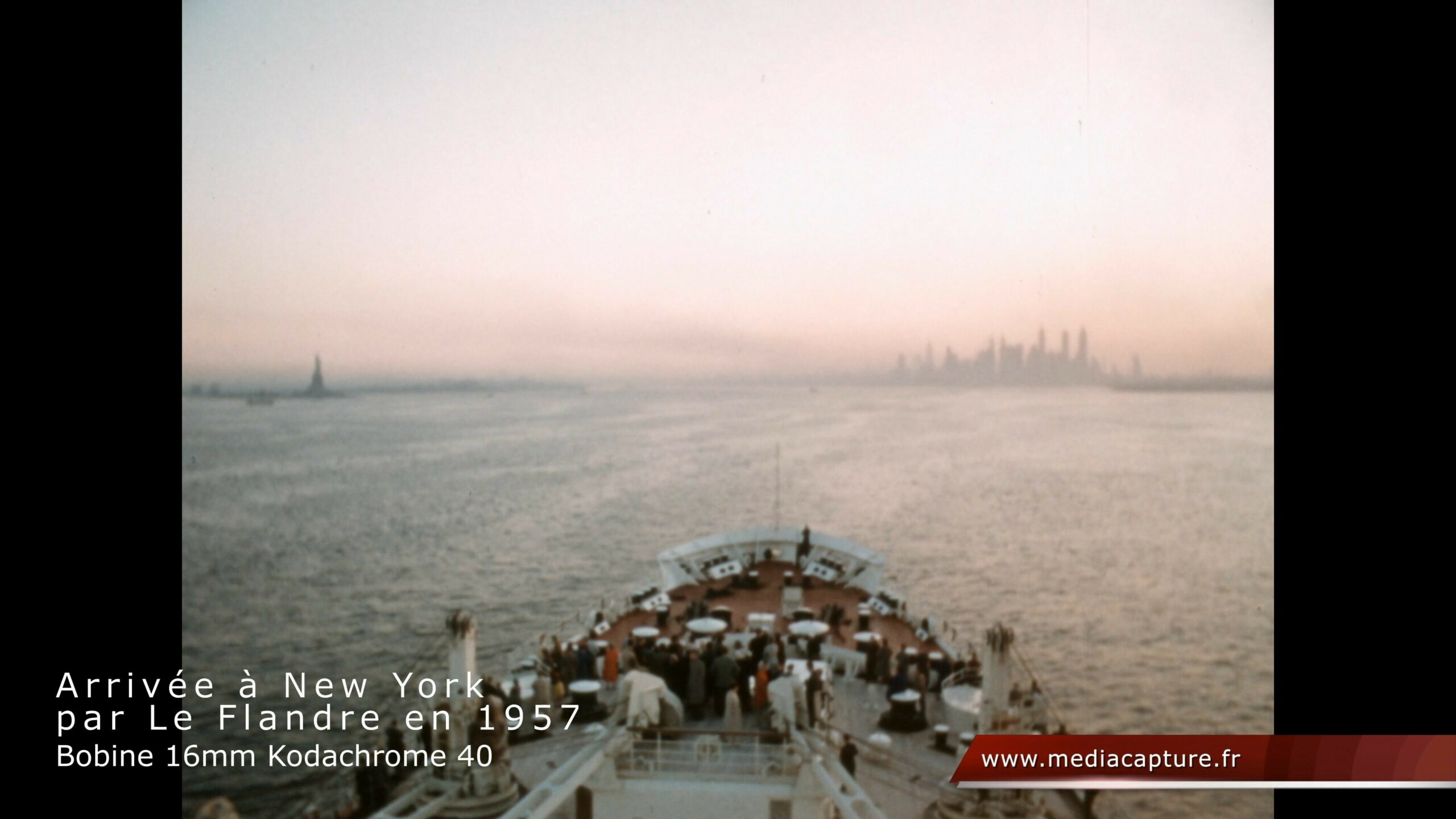 Arrivée à New York par le Flandre en 16mm